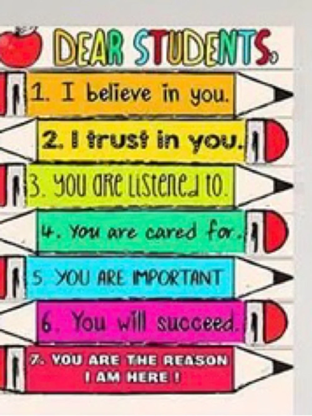 Dear Students Motivational Pencil Wall Art - Multicolor